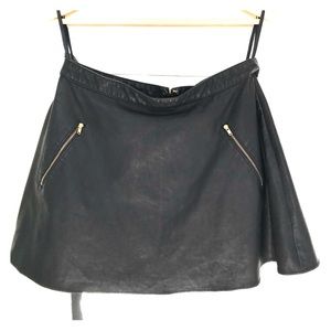 Free People Vegan Leather Black Mini Skirt